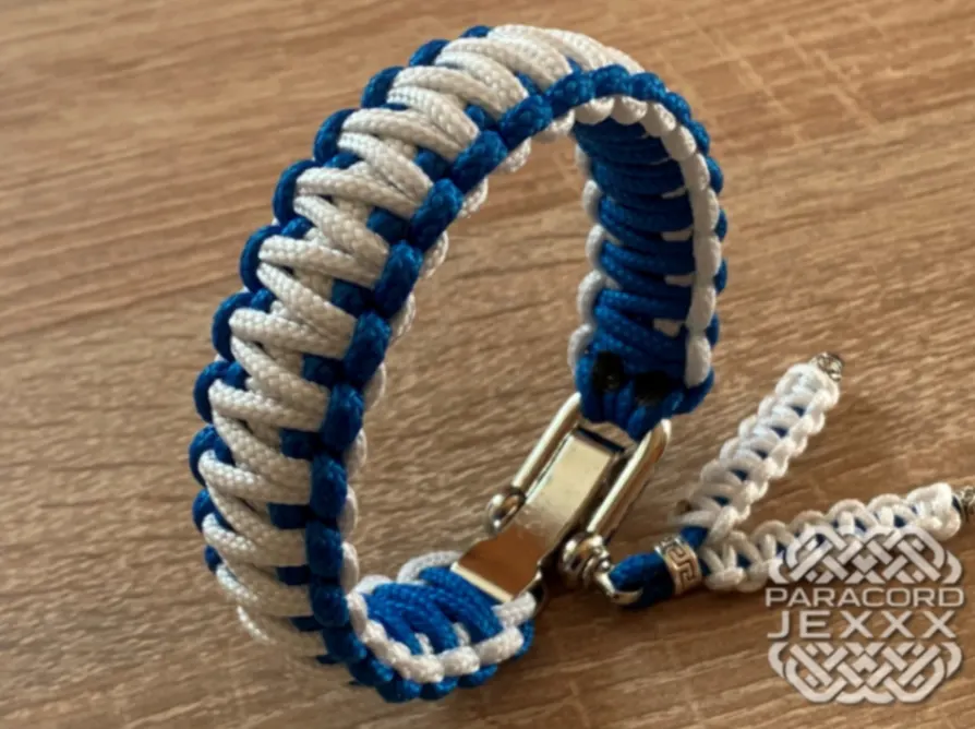 Paracord náramek (20,5 cm) blue - white 3